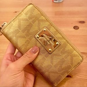 gold Michael Kors wallet